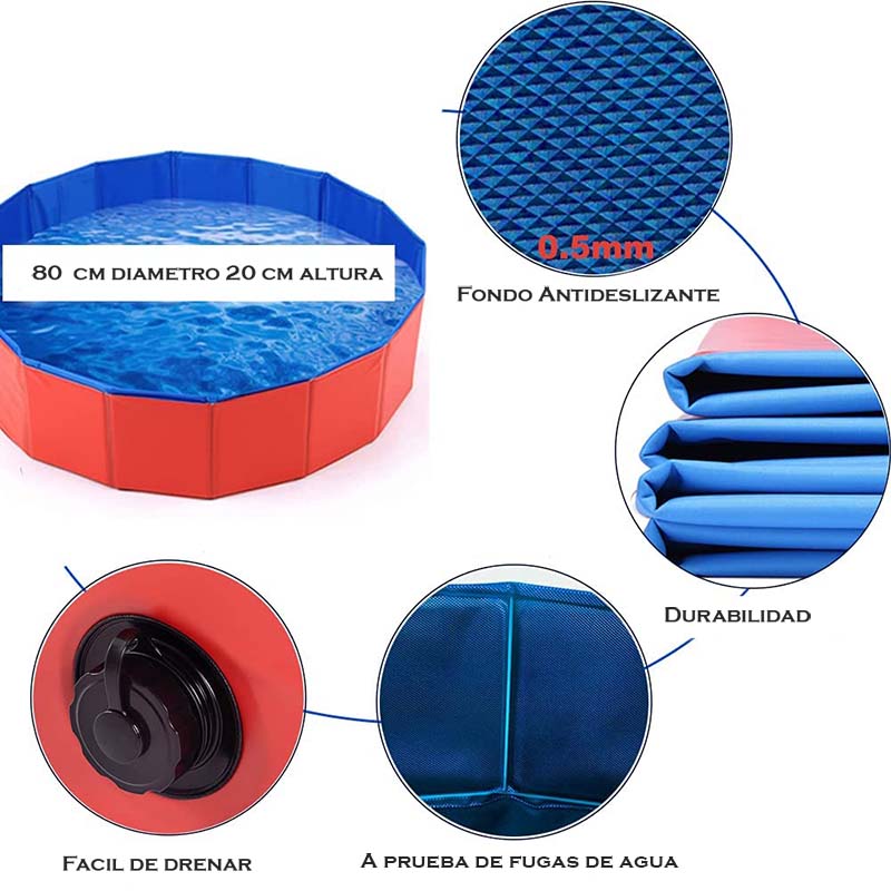 Piscina Plegable Para Mascotas 80x20 cm
